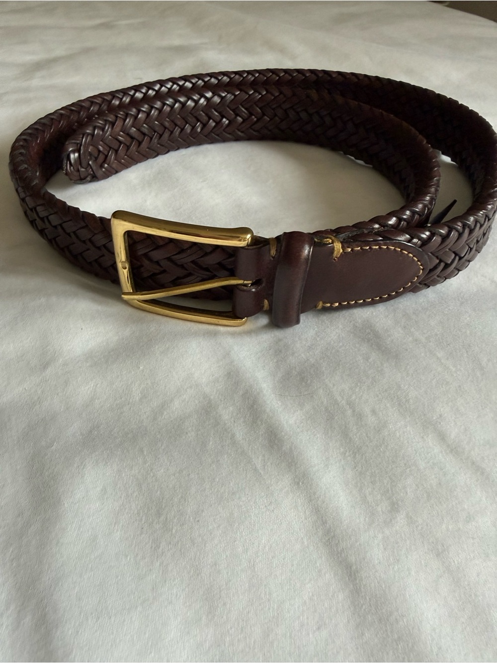 Vintage Trafalgar Braided Leather Belt made in Argentina Dark Brown size 36